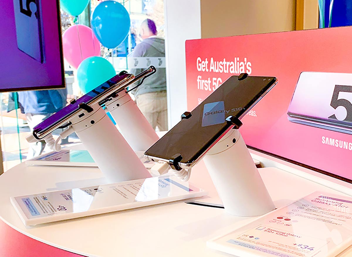 Telstra Pakenham store after new installation. Phones on display