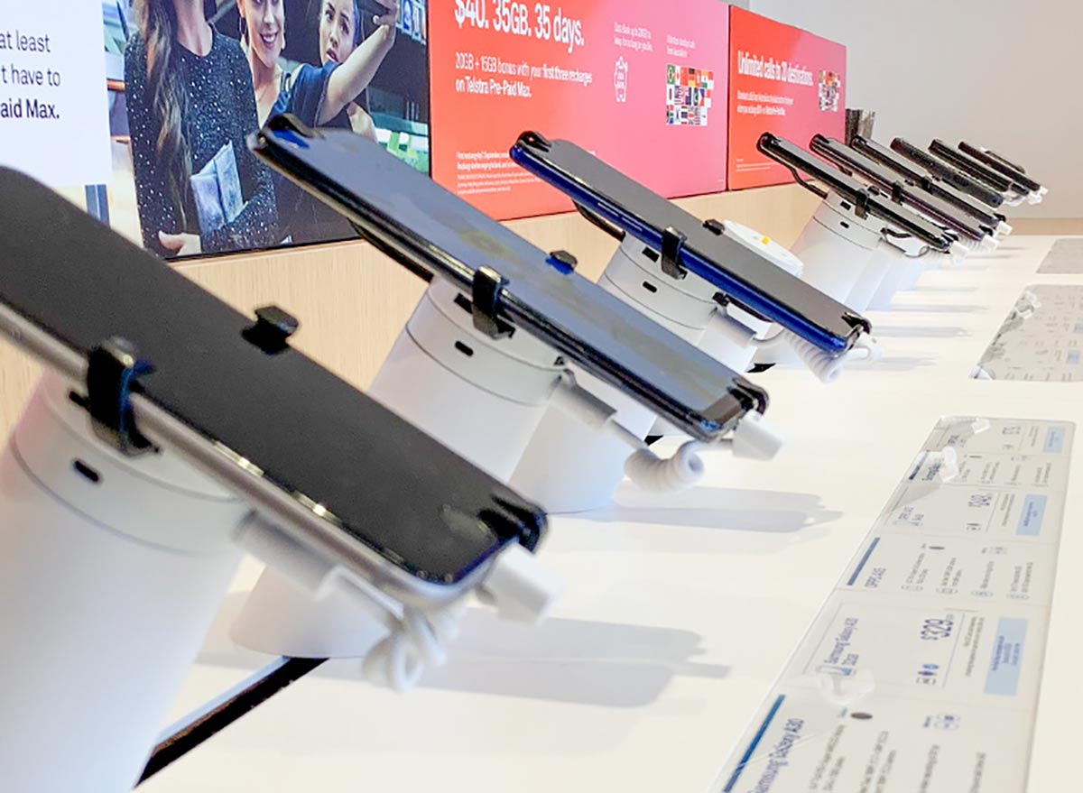 Telstra Pakenham store after new installation. Phones on display