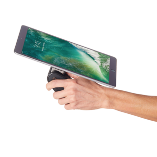 CT80 portable tablet stand, handle in hand