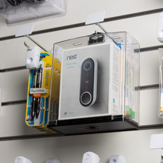 InVue IR safers, keepers, securing high value merchandise, on hang tab