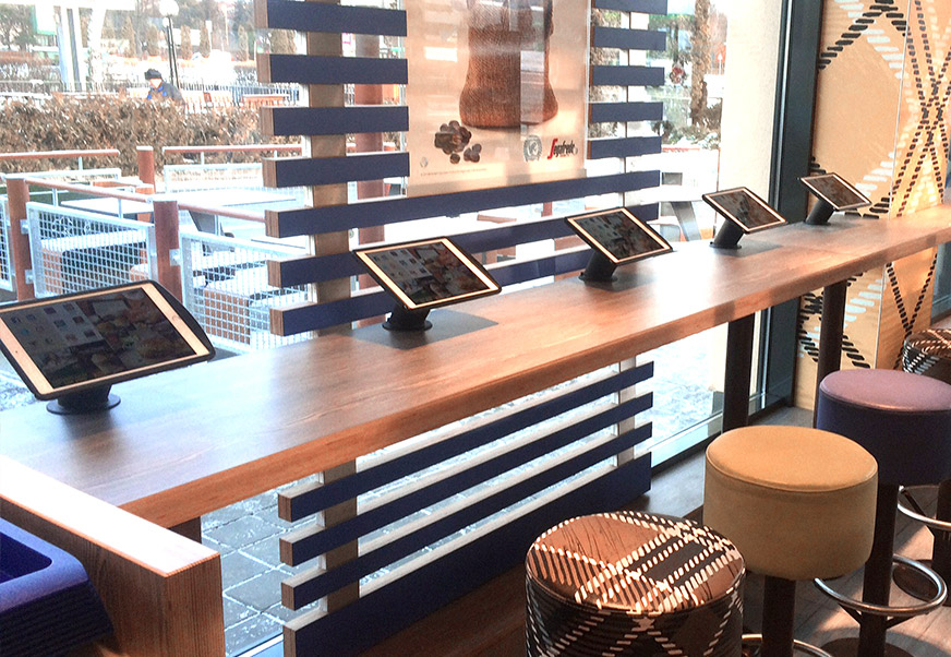 fixed tablet stand, hospitality environment, solution