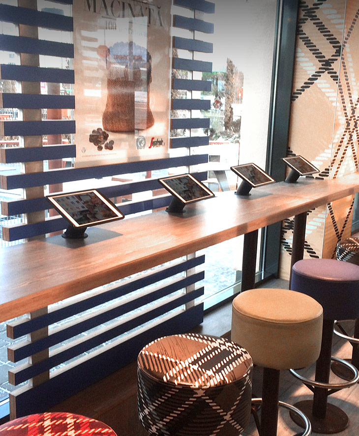 fixed tablet stand, hospitality environment, solution