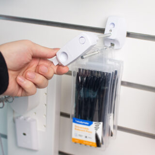 InVue IR Locking Hook, hanging merchandise, unlocked to remove item