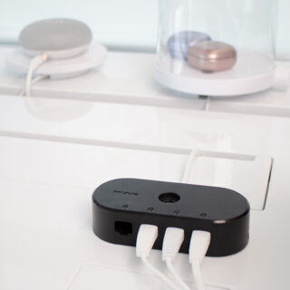 Zips 3.0 connected to InVue Display case with airpods and google mini speaker