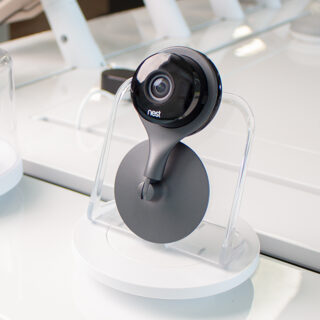 Display case with nest camera