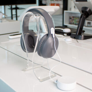 Zips recoiler with headphones, security, InVue in the Sabel showroom