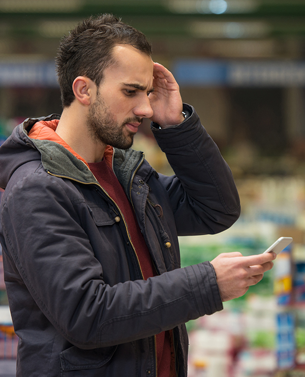 confused customer in store