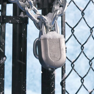 InVue Digital Padlock, securing outdoor gates in freezing cold weather, snow
