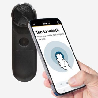 InVue LIVE Cam Lock, app based lock, housing perfume in glass cabinet