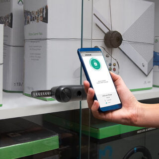 LIVE Slider lock with mobile phone access, securing xBox products